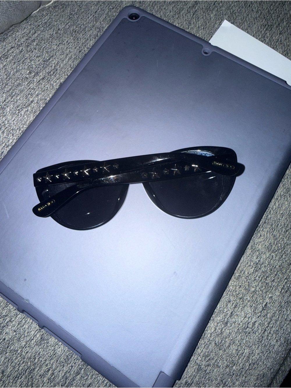 Jimmy Choo Black Round Sunglasses with Studded Temples